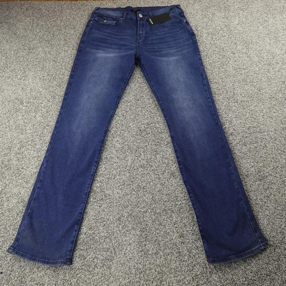 NEW True Religion Jeans Mens 32X34 Dark Blue Denim Ricky Relaxed Straight Pants